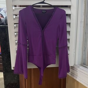 Bebe Purple Long Sleeve Bodysuit